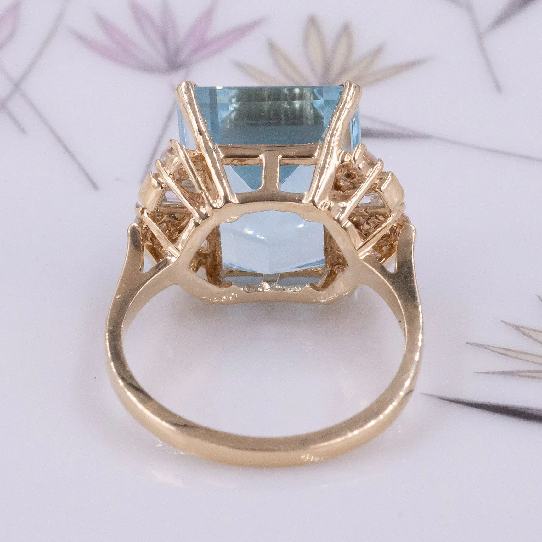 Fine Aquamarine and Diamond Cocktail Ring c1980