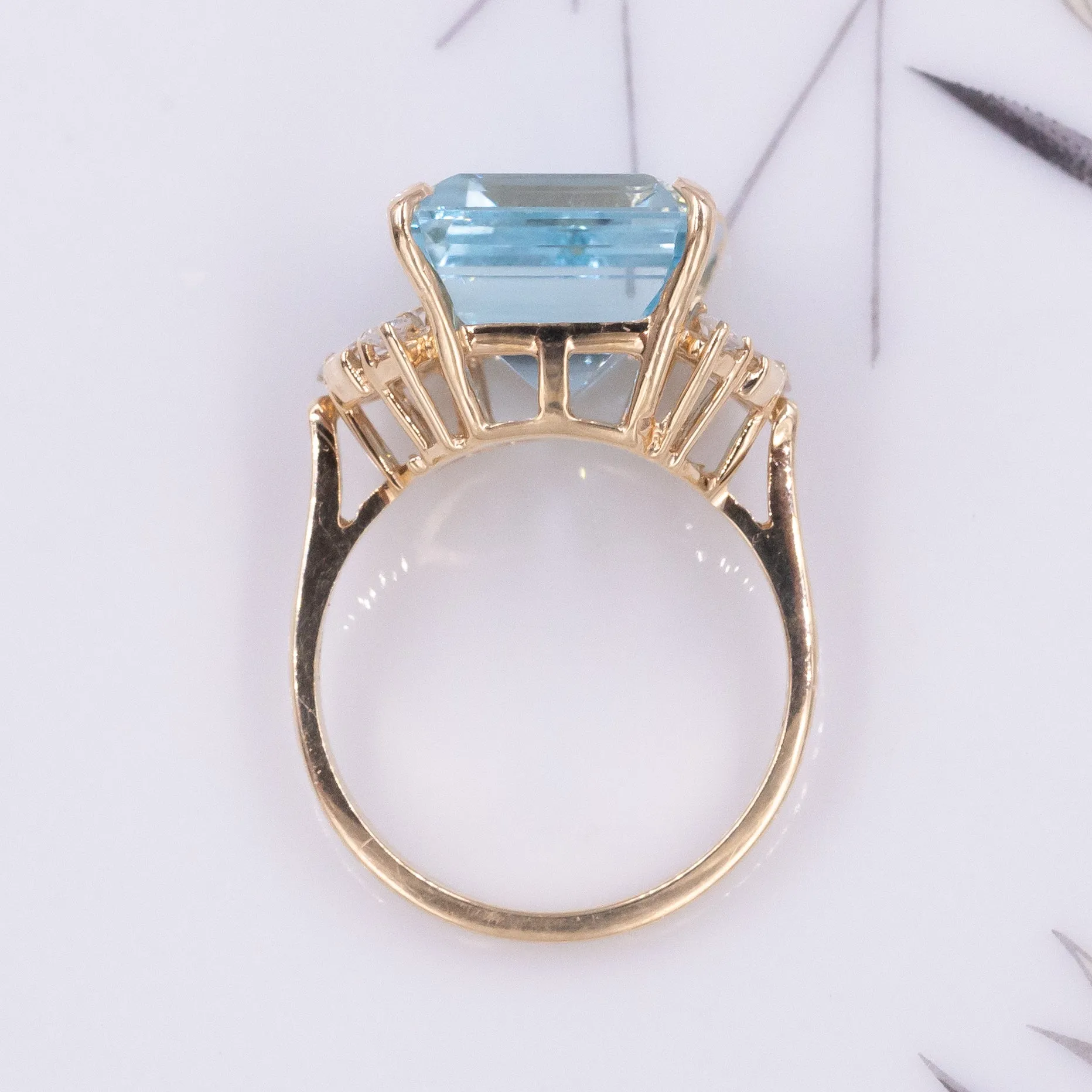 Fine Aquamarine and Diamond Cocktail Ring c1980