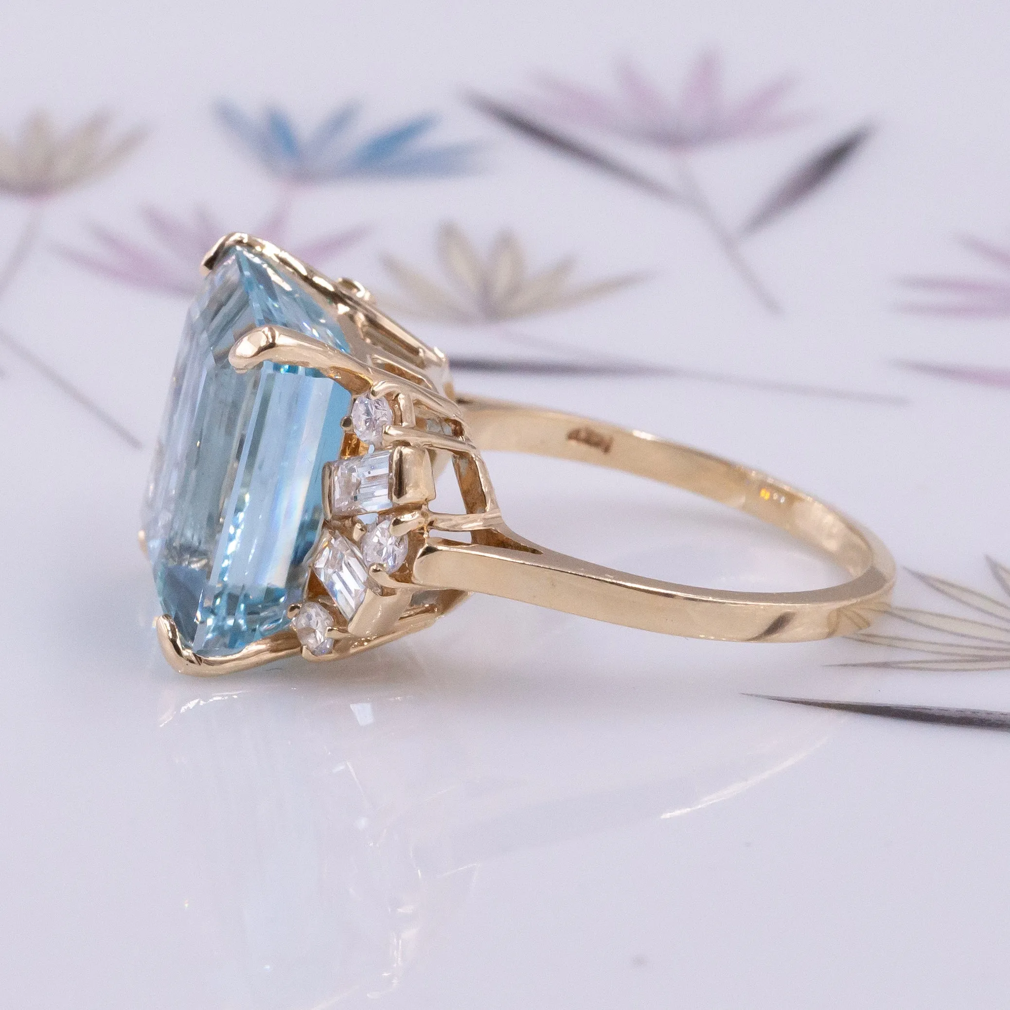 Fine Aquamarine and Diamond Cocktail Ring c1980
