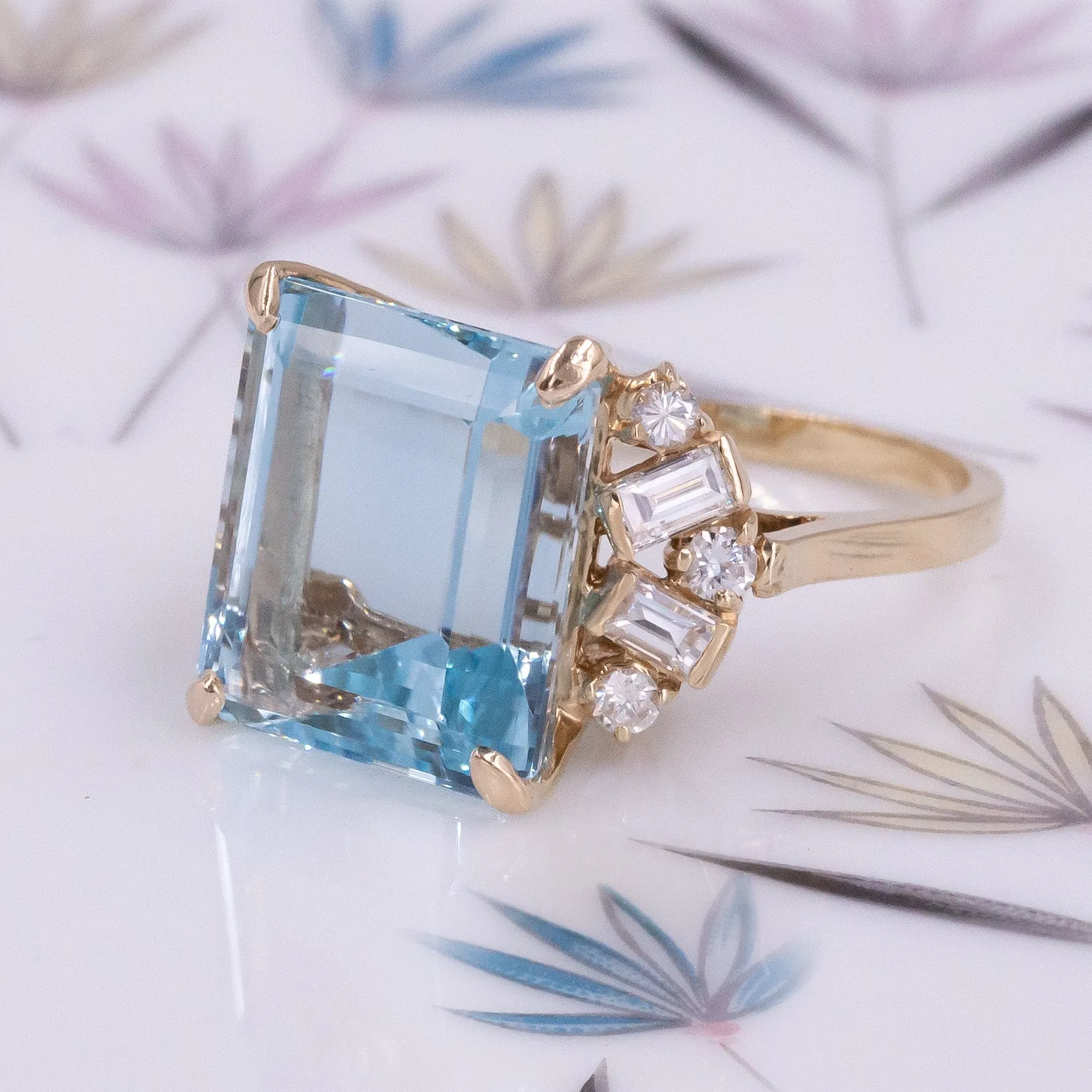 Fine Aquamarine and Diamond Cocktail Ring c1980