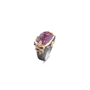 FIRENZE CARVED ROSE TOURMALINE STATEMENT RING