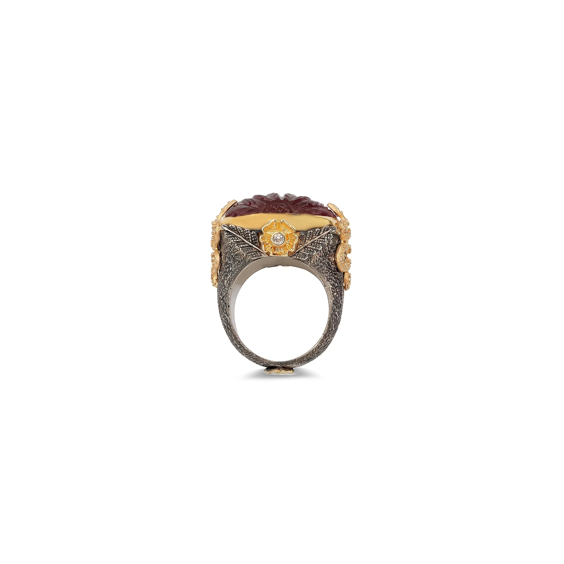 FIRENZE CARVED ROSE TOURMALINE STATEMENT RING