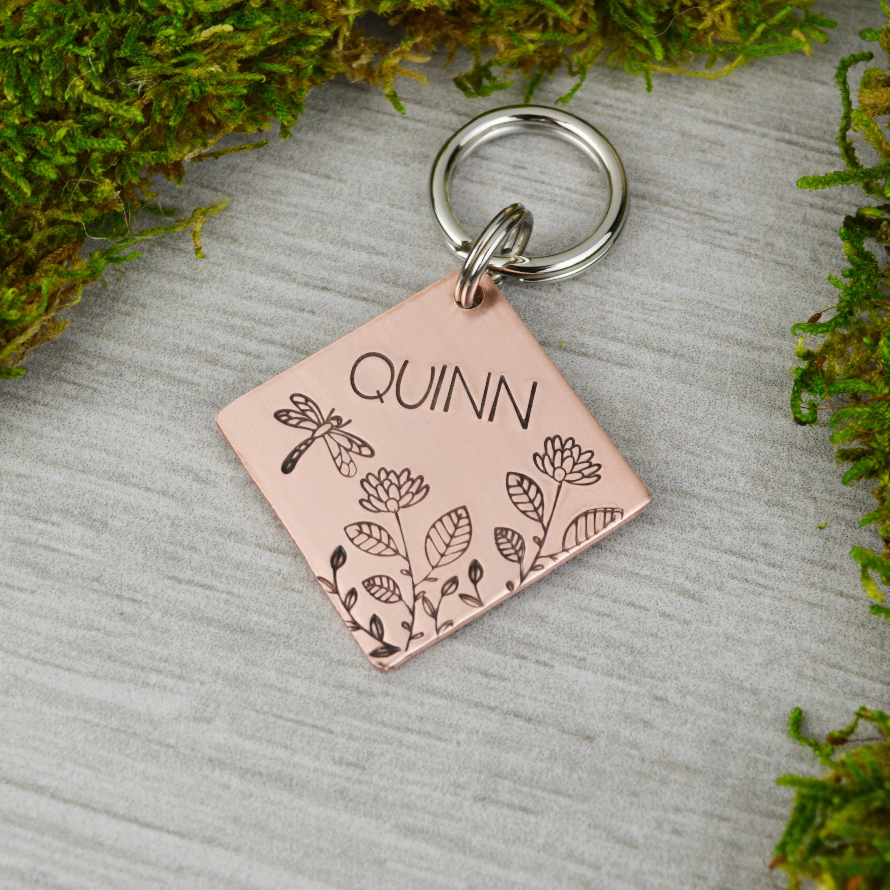 Floral Dragonfly Pet ID Tag