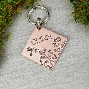 Floral Dragonfly Pet ID Tag