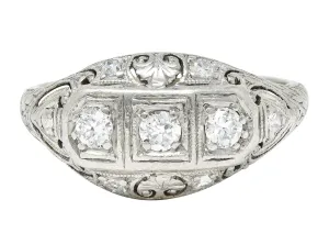 Fulmer & Co. 0.50 CTW Diamond 19 Karat White Gold Palm Leaf Bombe Band Ring