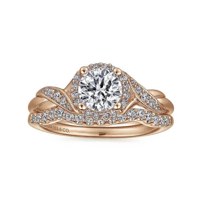 Gabriel & Co. Vintage Inspired Round Halo Diamond Engagement Ring ER11828R3K44JJ