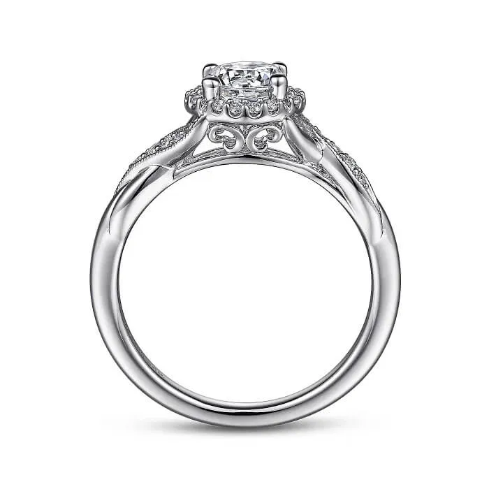 Gabriel & Co. Vintage Inspired Round Halo Diamond Engagement Ring ER11828R3W44JJ