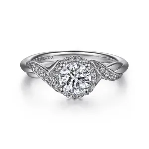 Gabriel & Co. Vintage Inspired Round Halo Diamond Engagement Ring ER11828R3W44JJ