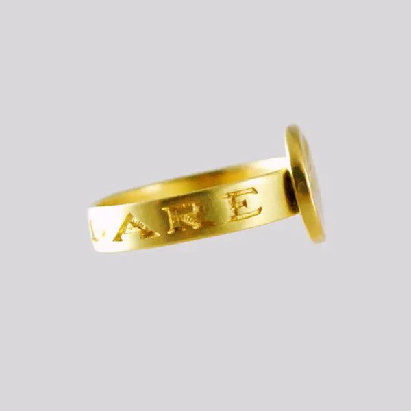 Gabriella Kiss 18k Small Eye Love Token Ring Inscribed with "Invigilare"