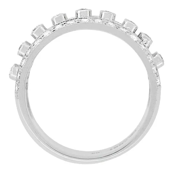 Galaxy of Diamonds Wide Anniversary Band in 18 Karat White Gold - Vintage Mid Century Design