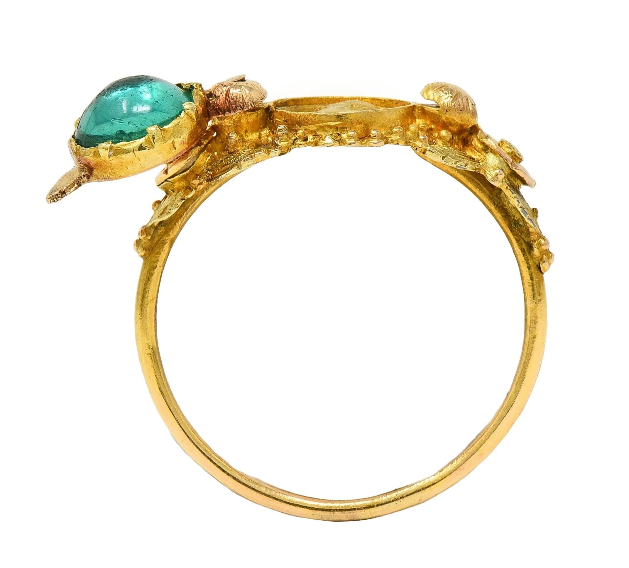 Georgian Emerald 22 Karat Two-Tone Gold Antique Napoleon Bonaparte Death Token Loyalty Swivel Ring