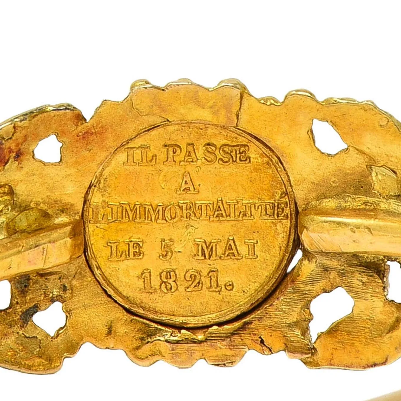 Georgian Emerald 22 Karat Two-Tone Gold Antique Napoleon Bonaparte Death Token Loyalty Swivel Ring