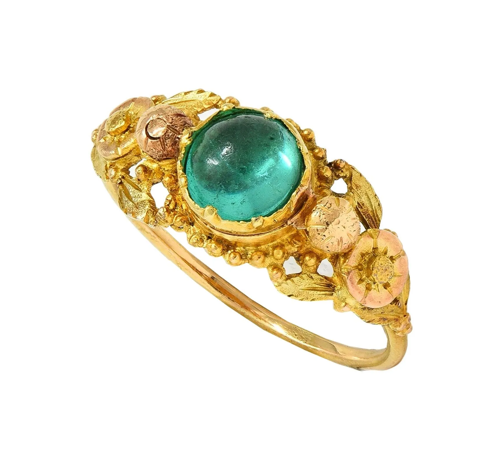 Georgian Emerald 22 Karat Two-Tone Gold Antique Napoleon Bonaparte Death Token Loyalty Swivel Ring