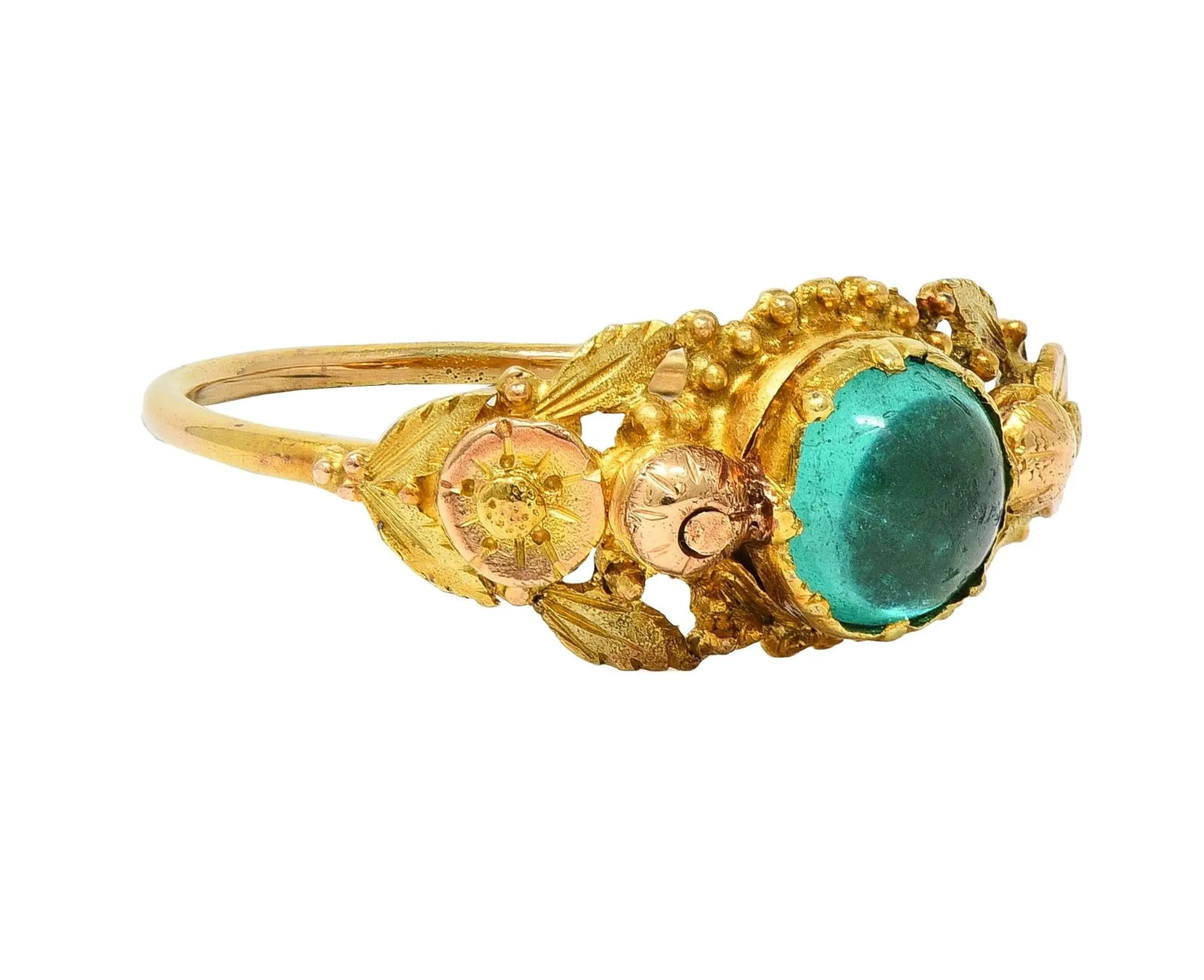 Georgian Emerald 22 Karat Two-Tone Gold Antique Napoleon Bonaparte Death Token Loyalty Swivel Ring