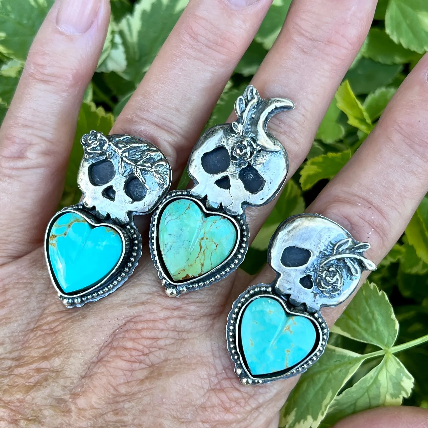 Ghouls night out - Skeleton and Rose band Hand carved and cast pendant or ring