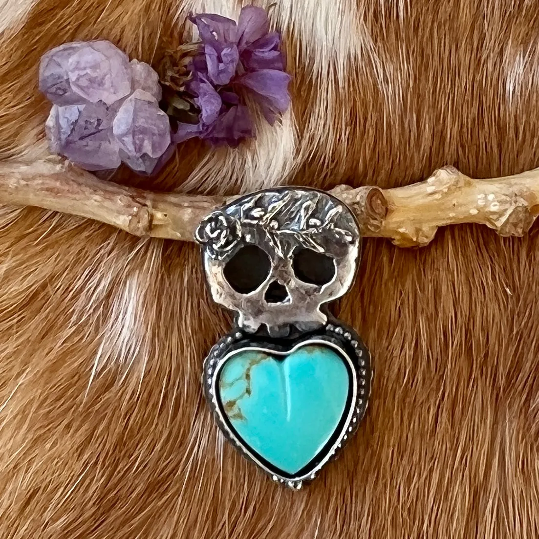 Ghouls night out - Skeleton and Rose band Hand carved and cast pendant or ring