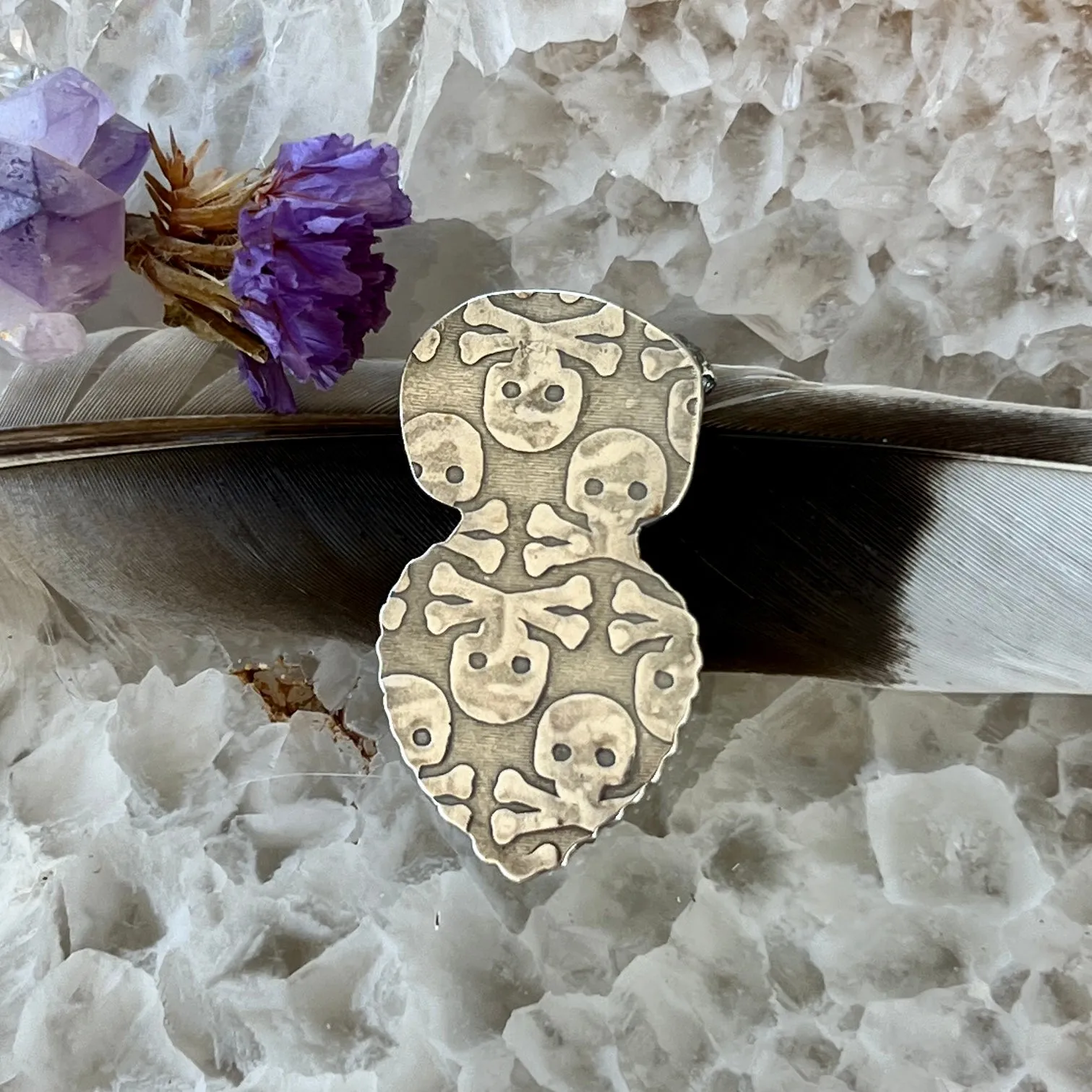 Ghouls night out - Skeleton and Rose band Hand carved and cast pendant or ring