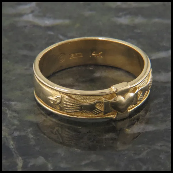 Gold Claddagh Cross Ring