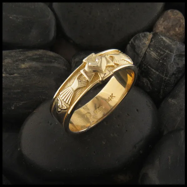 Gold Claddagh Cross Ring