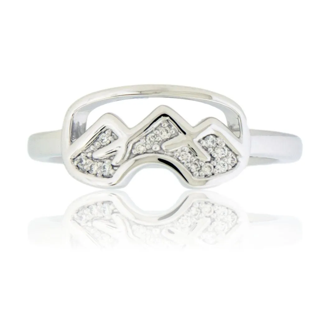 Gold Goggles Ring with Diamond Mountain