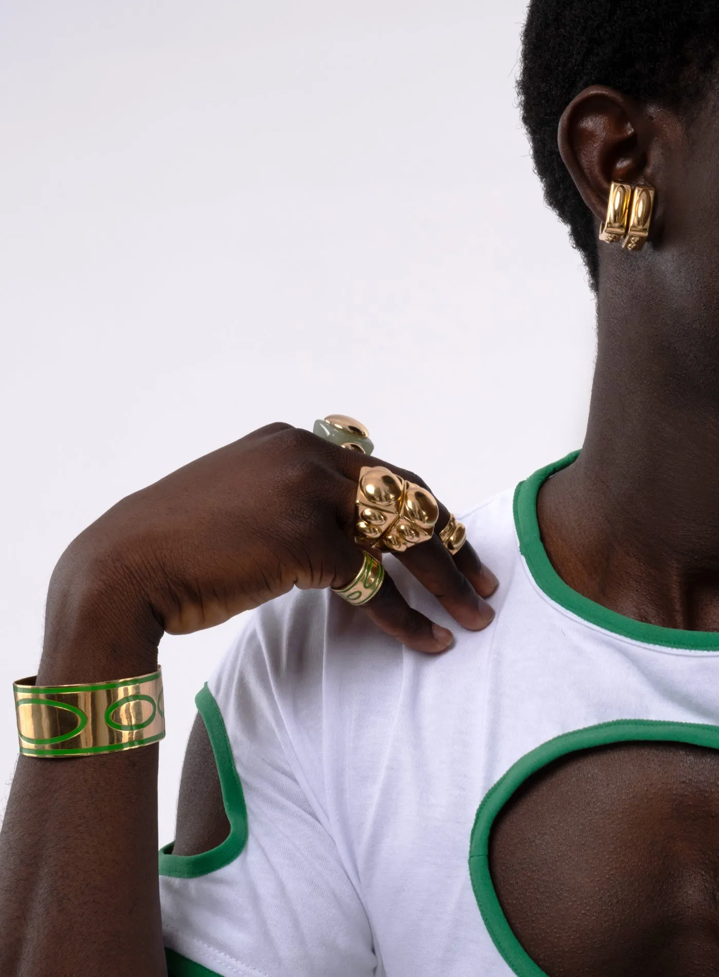 Goldie Green Emanem Ring