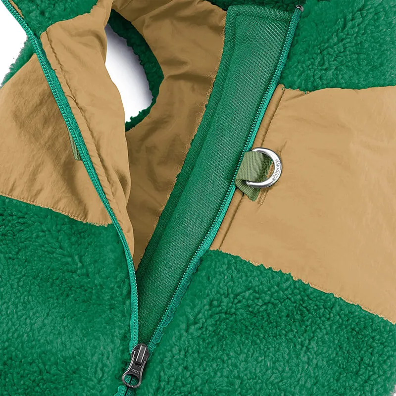 Gooby Zip Up Two-Tone Sherpa Vest Forest Green