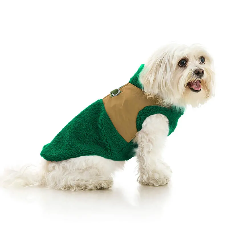 Gooby Zip Up Two-Tone Sherpa Vest Forest Green