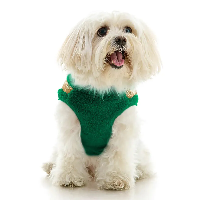 Gooby Zip Up Two-Tone Sherpa Vest Forest Green