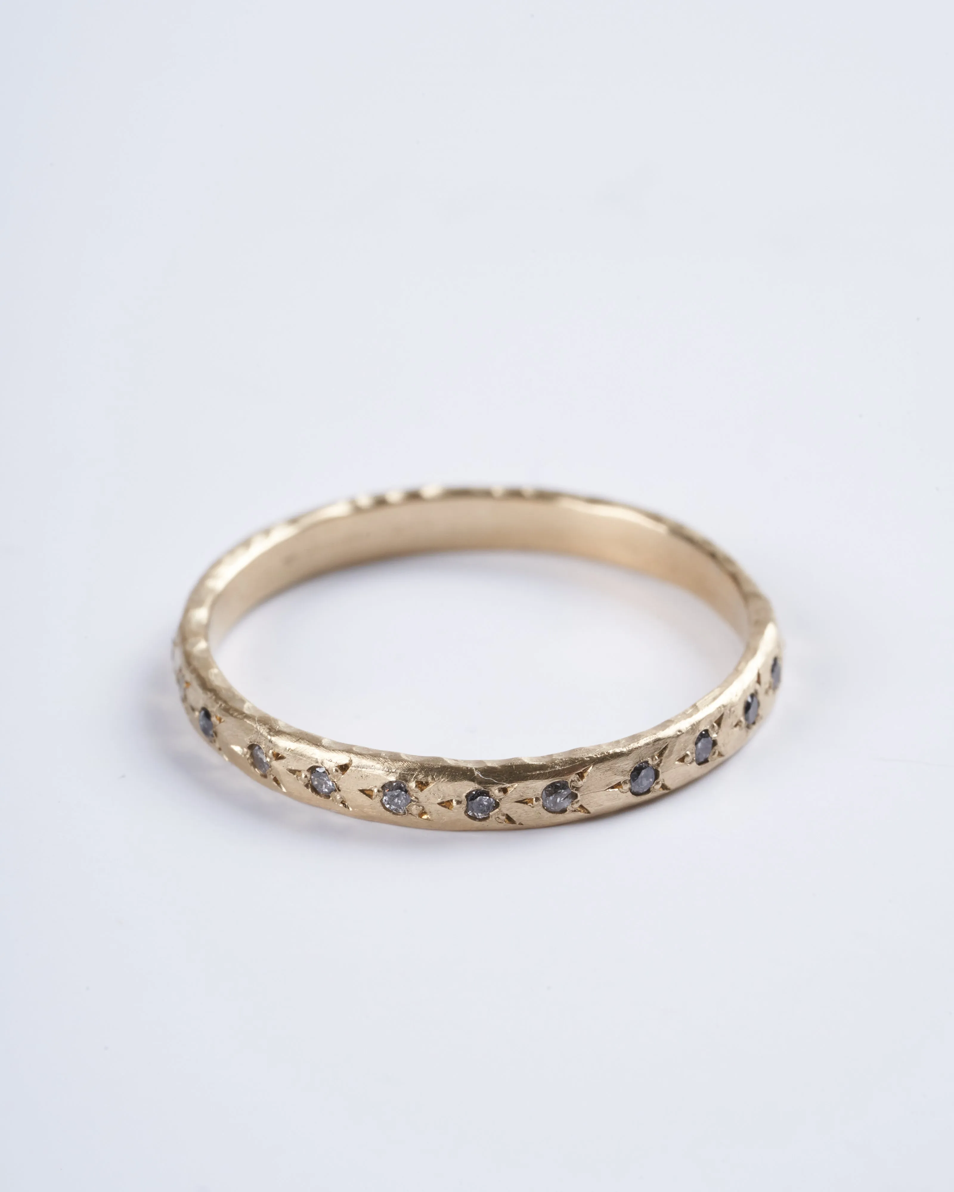 gray diamond 3 bead set eternity - gold