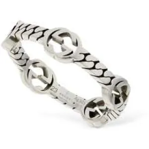 Gucci Sterling Chain Band with 5 Interlocking G Pattern Size 6.25