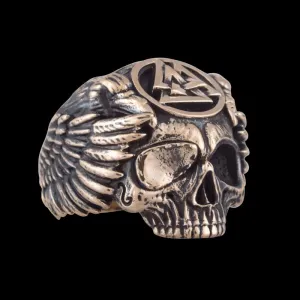Handcrafted Odin with Valknut Symbol Bronze Ring