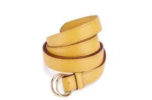 Hermes Vintage Mustard Yellow Courcheval Leather Belt (Stamp Z circle) with Gold Rings with Box