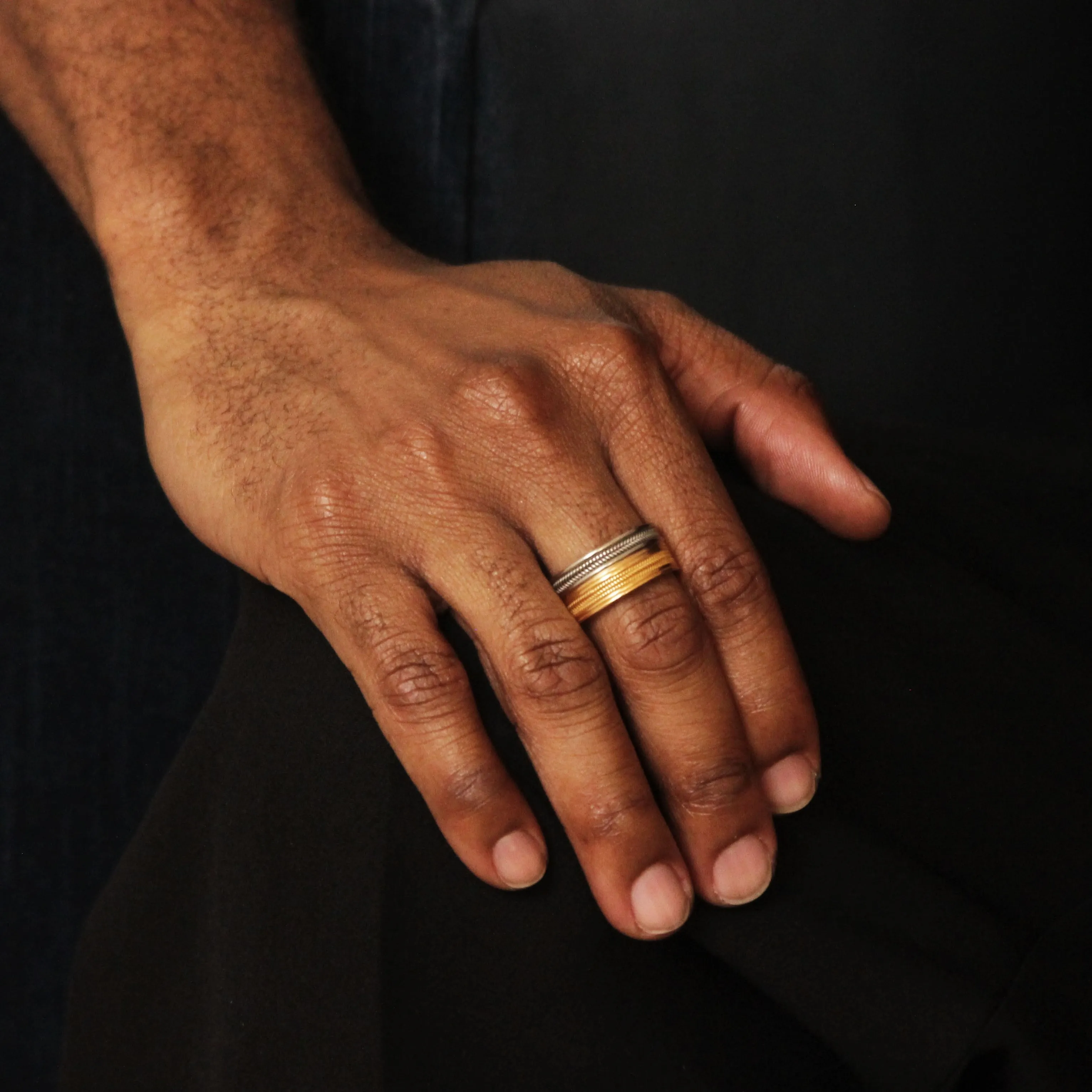 Hitched "Braid" Duet Ring in 22K Apricot Gold and 18K Alpine Gold