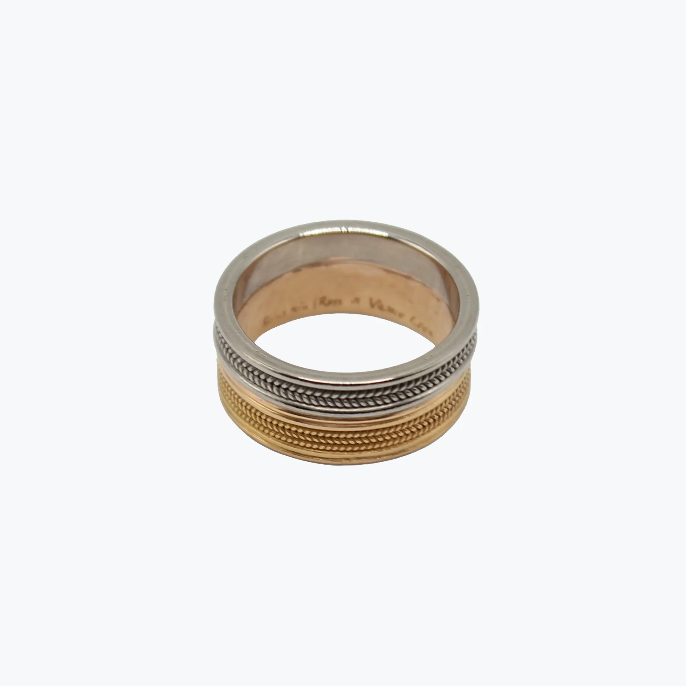 Hitched "Braid" Duet Ring in 22K Apricot Gold and 18K Alpine Gold
