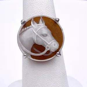 Horse Ring, Cameo & Sterling Silver