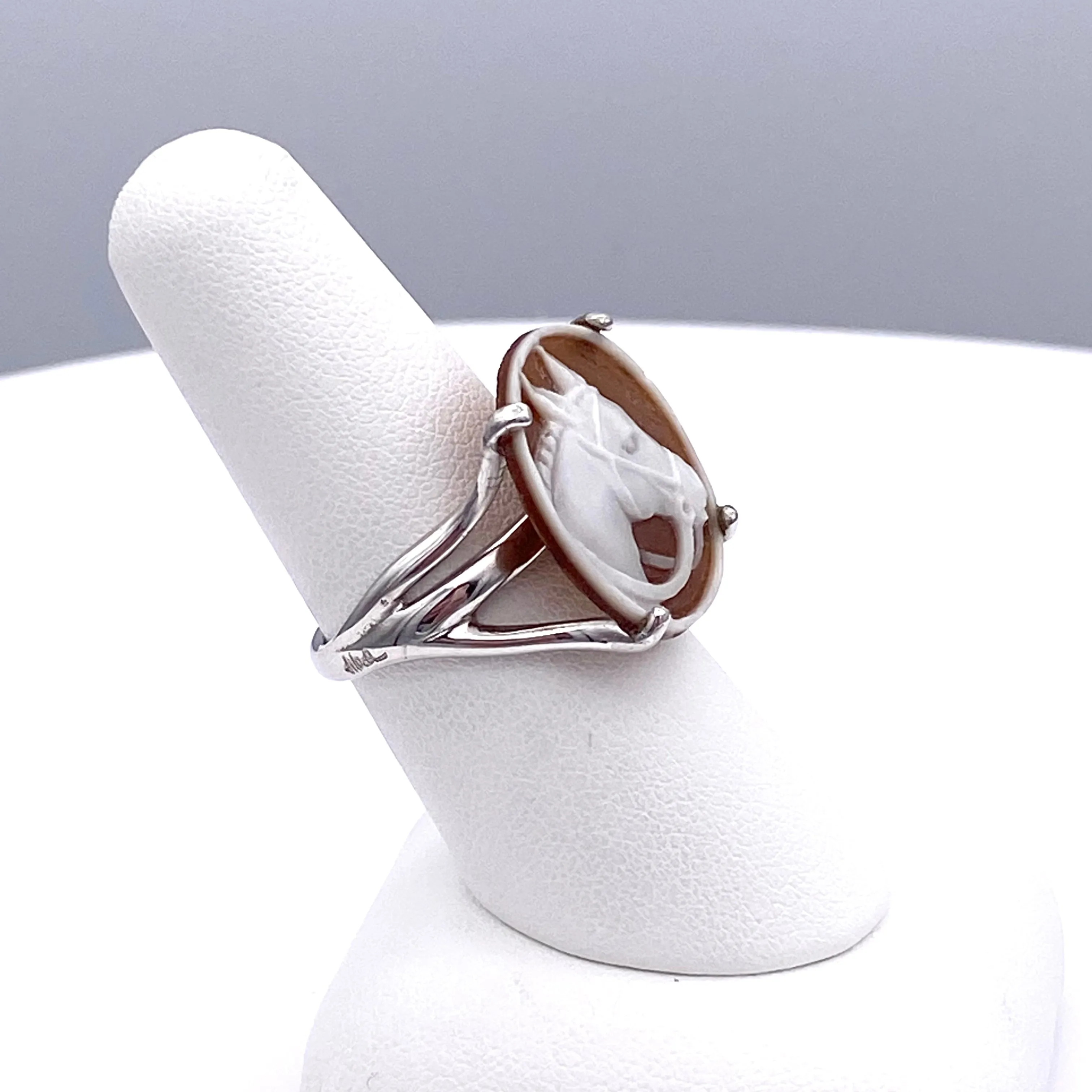 Horse Ring, Cameo & Sterling Silver