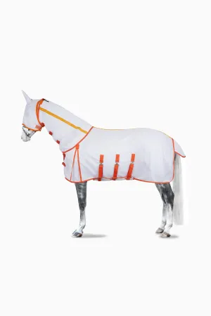 Horze Fly Set with Rug , Detachable Neck  and Mask White & Orange