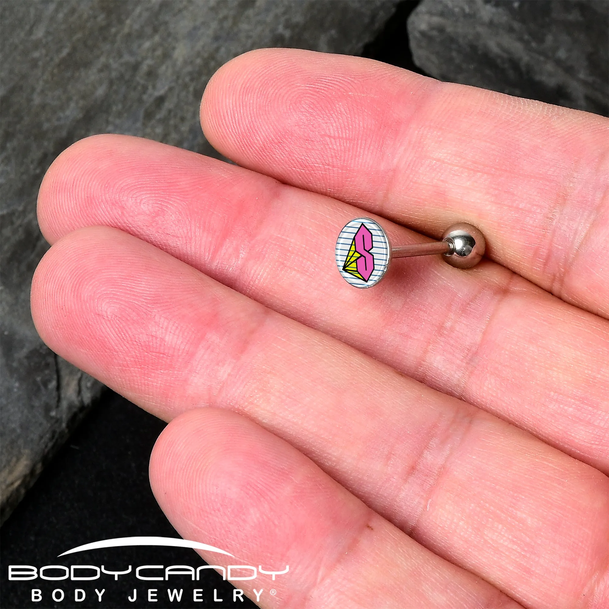 Hot Pink Cool S Barbell Tongue Ring