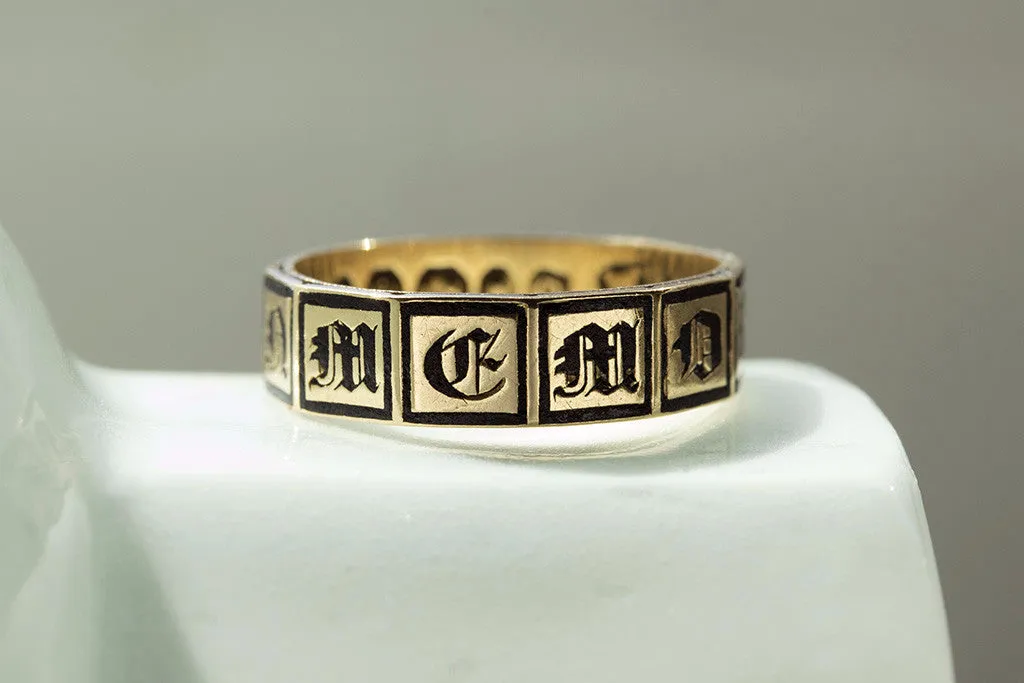 'In Memory Of' Black Enamel and Gold Band