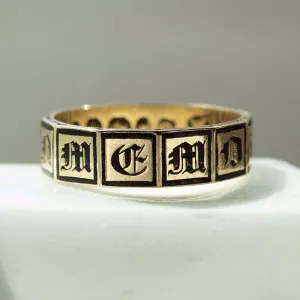 'In Memory Of' Black Enamel and Gold Band