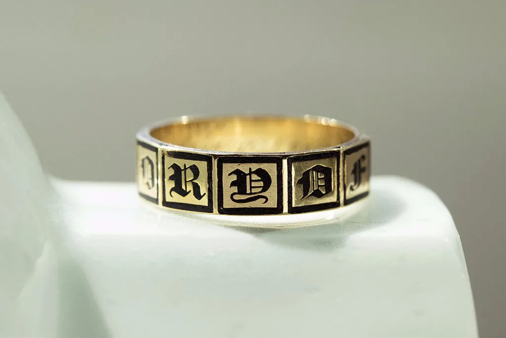 'In Memory Of' Black Enamel and Gold Band