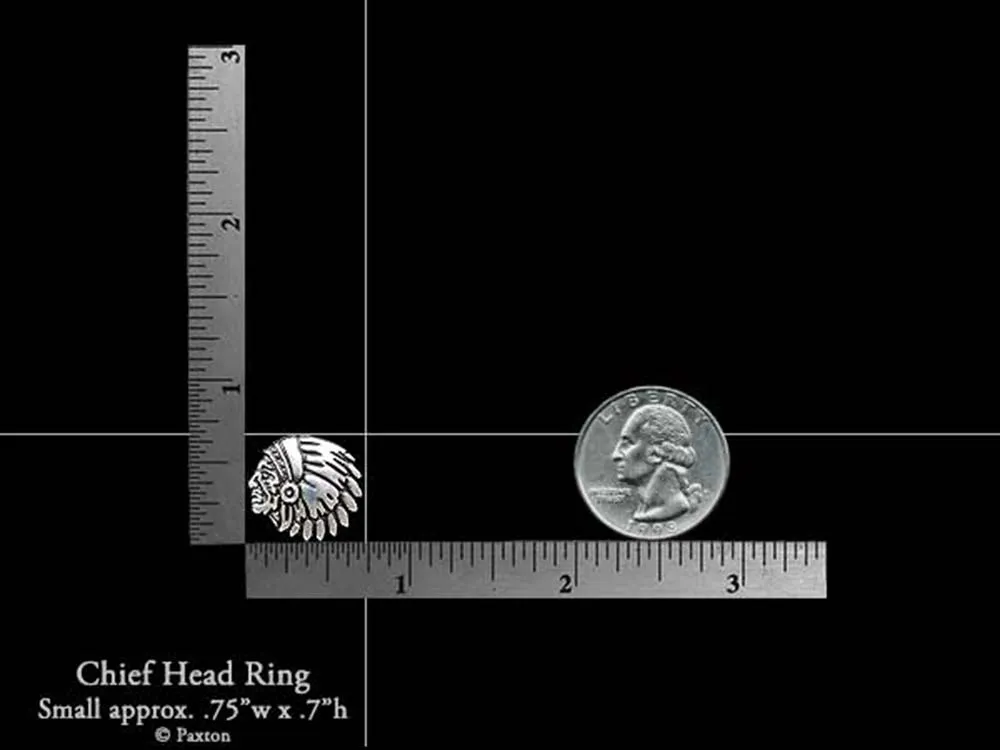 Indian Chief Head Ring Sterling Silver