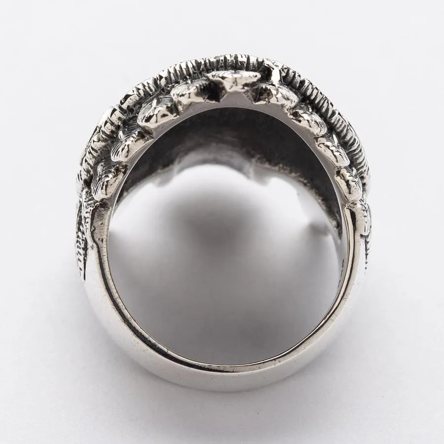 Indian Chief Skull Sterling Silver Biker Ring
