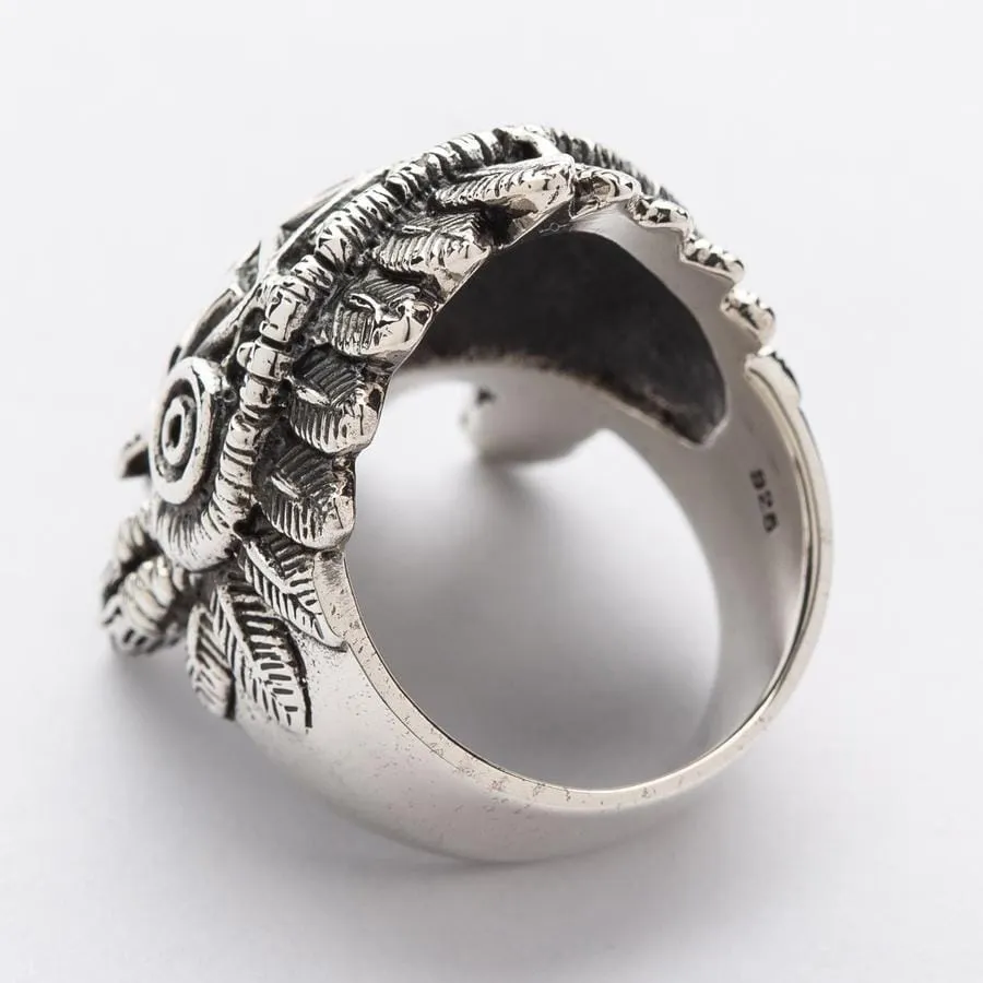 Indian Chief Skull Sterling Silver Biker Ring