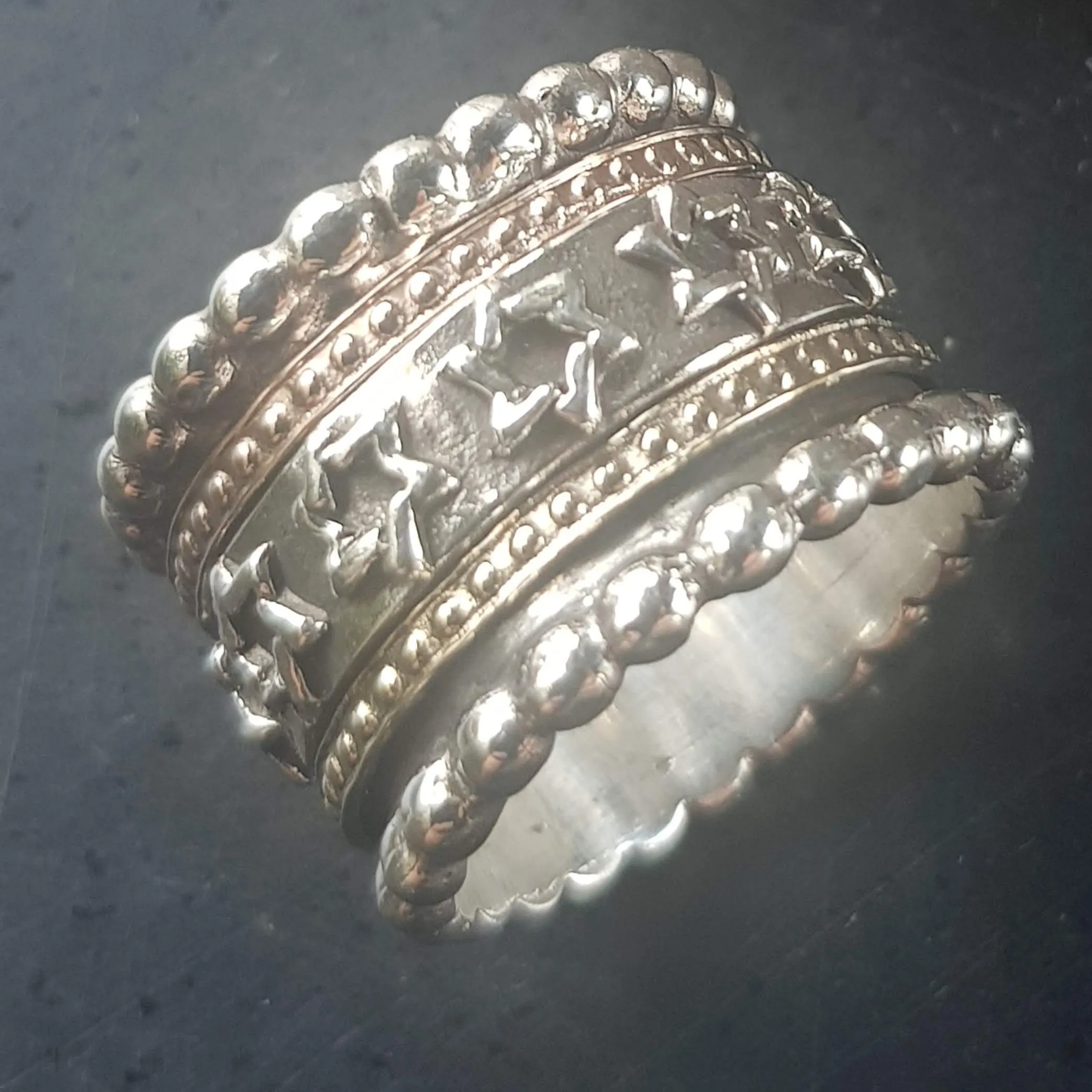 Israeli spinner rings. Star of David spinner ring.  Spinner Rings silver & gold