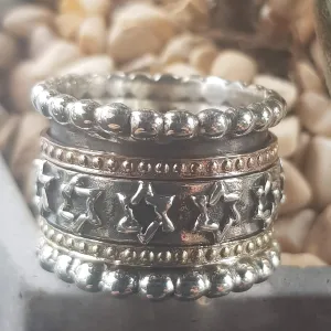 Israeli spinner rings. Star of David spinner ring.  Spinner Rings silver & gold