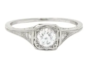 J.E. Caldwell 0.55 CTW Diamond Platinum Engagement Ring Circa 1920