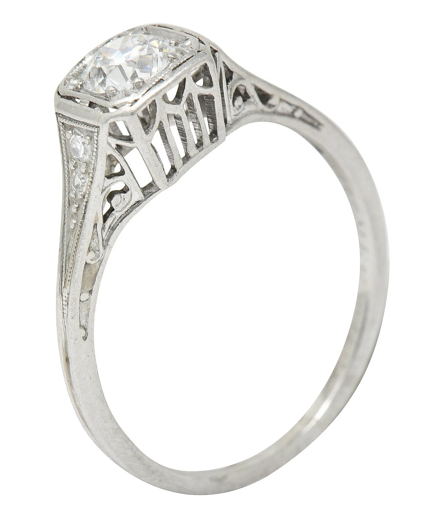 J.E. Caldwell 0.55 CTW Diamond Platinum Engagement Ring Circa 1920