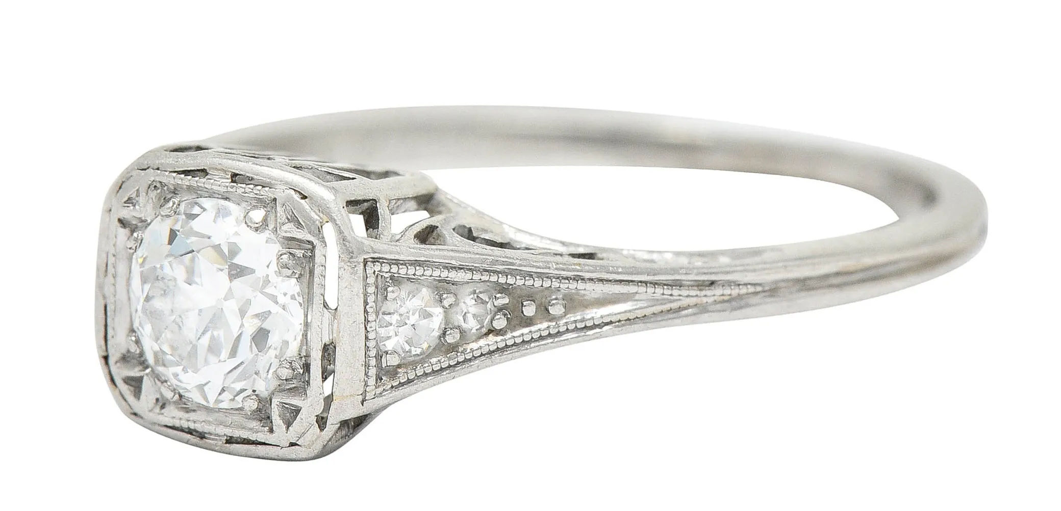 J.E. Caldwell 0.55 CTW Diamond Platinum Engagement Ring Circa 1920