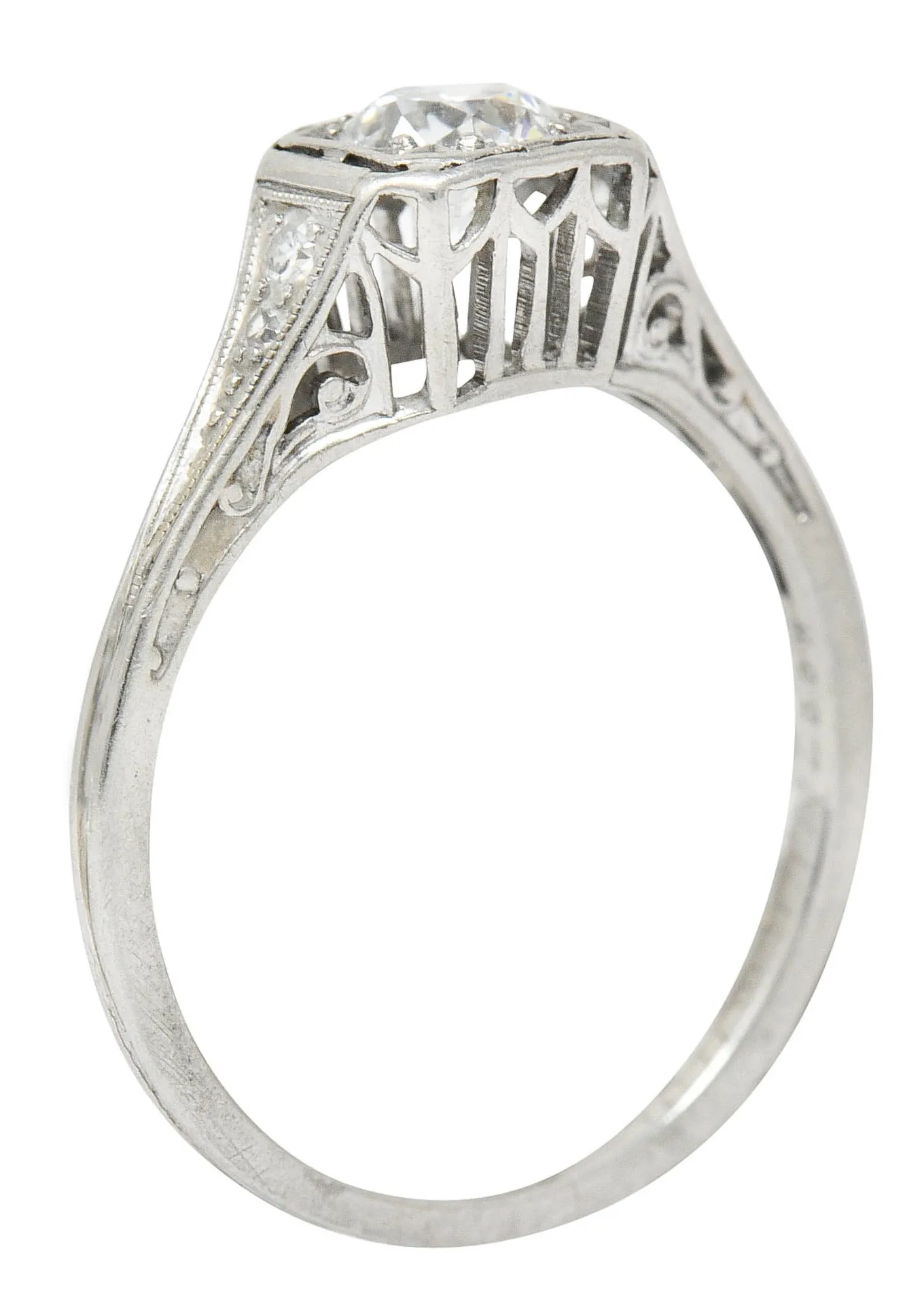 J.E. Caldwell 0.55 CTW Diamond Platinum Engagement Ring Circa 1920